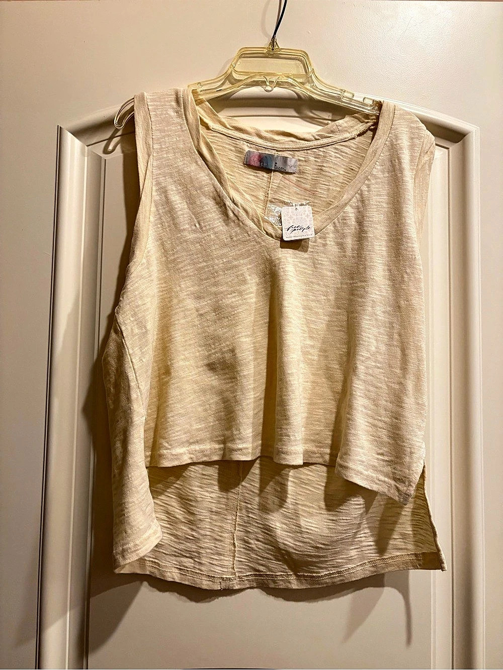 Free People Layered Sleeveless Tank in Beige Medium NWT